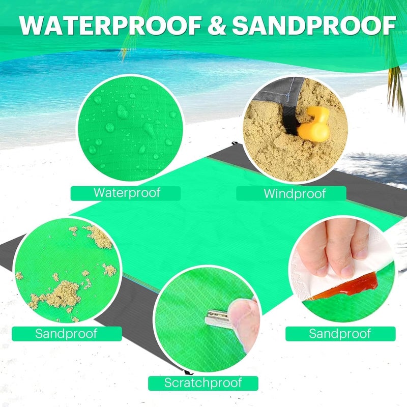 Easyfun Beach Blanket Sandproof Oversized, 79''×83'' Extra Large Beach Mat, Portable Picnic Mat for Travel Camping Hiking, Lightweight Beach Essentials Family Water Resistant Mat Nylon 210T - Image 4